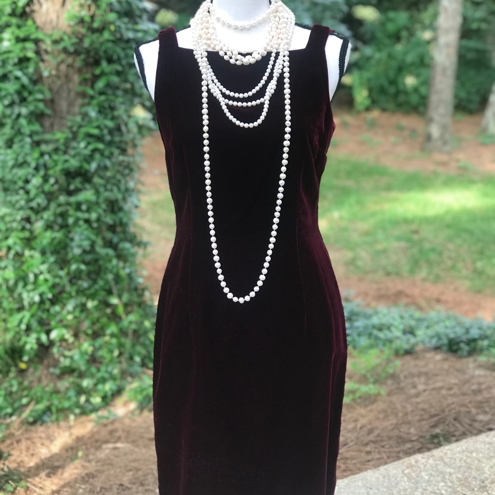 Burgundy velvet cocktail dress